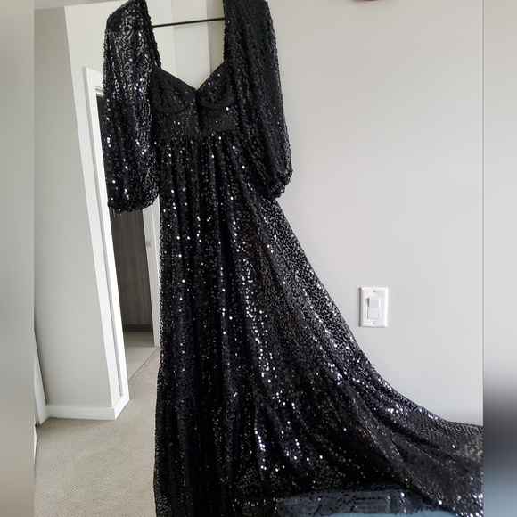 Selkie Black Princess Sequin Gown - Picture 14 of 16